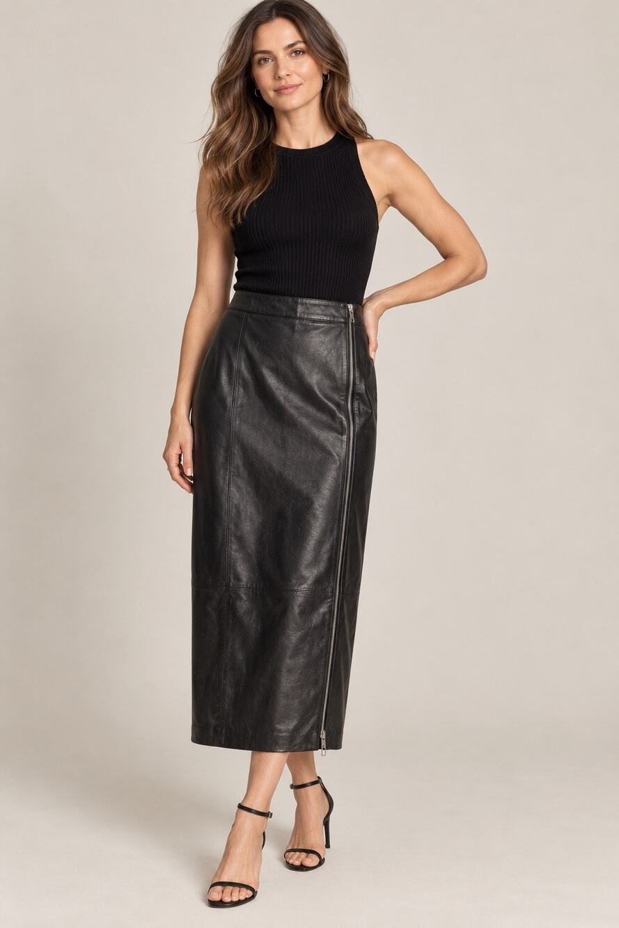 Vintage Helen Storey Real Classics Leather Maxi Skirt – Black – Size 2